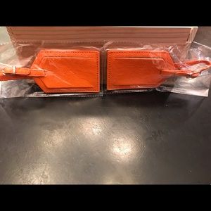 Orange Leather luggage tags